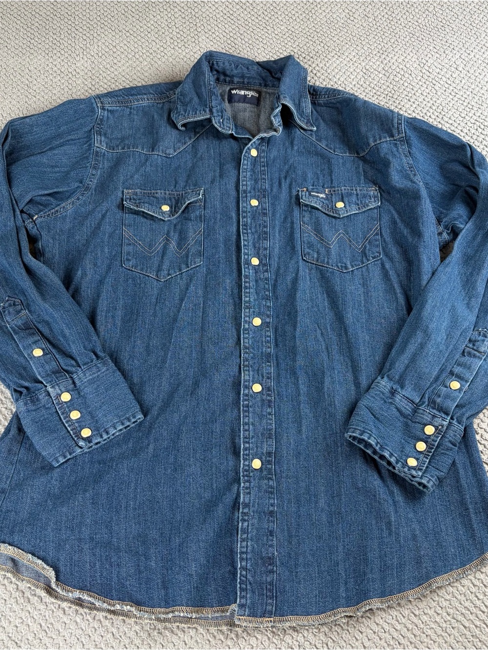 Wrangler Dark Blue Denim Western Button-Down Shirt